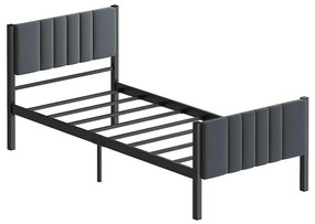 Pat metalic individual LUNOR 90 x 200 cm, antracit, capacitate de încărcare 120 kg