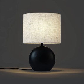 Lampă de masă Japandi neagră cu abajur din in - Timo