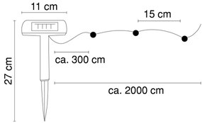 Lanț LED solar 20 m 120xLED/2,4V IP44 Globo 33700-120
