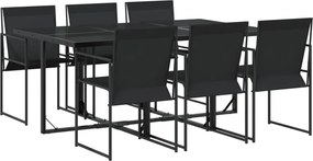 vidaXL Set mobilier de grădină, 7 piese, negru, textilenă