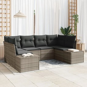 vidaXL Set de canapele pentru grădină cu pernă 6 pcs Gri Rattan poli