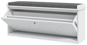 HOMCOM Banc pentru pantofi cu sertar rabatabil, pernă pentru așezare și raft reglabil, 100 x 26 x 44,5 cm, alb | Aosom Romania