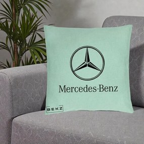 Perna Personalizata cu emblema Mercedes-Benz, 40x40 cm, Verde Menta, Husa Detasabila, Perna Inclusa, BEKZ®