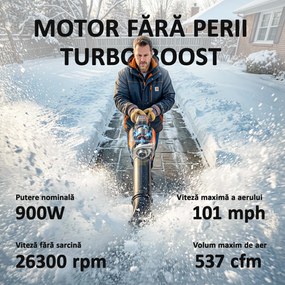 Outsunny Suflător de Frunze cu Baterie 20V, Motor Brushless 900W, 3 Niveluri de Viteză, Turbo Boost, Încărcător, Ușor, pentru Grădină, Frunze, Zăpadă, Praf | Aosom Romania