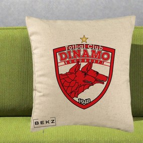 Perna Personalizata FC Dinamo Bucuresti 1948 Fotbal, 40x40 cm, Bej, Husa Detasabila, Perna Inclusa, BEKZ®