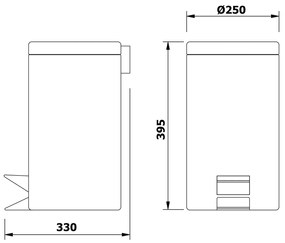 Coș de gunoi AQUALINE 27112 Simple line rotund 12l, oțel inoxidabil