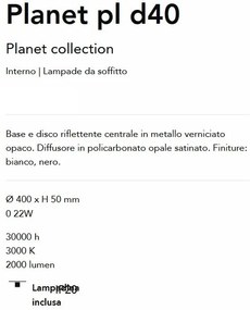 Plafoniera LED design circular Planet pl d40 alba