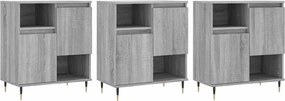 vidaXL Servantă, 3 buc., sonoma gri, lemn prelucrat