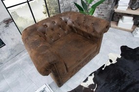 Fotoliu clasic stil englezesc Chesterfield maro antic