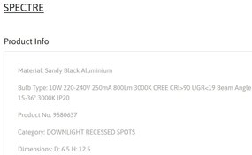 Spot LED aplicat SPECTRE 10W negru