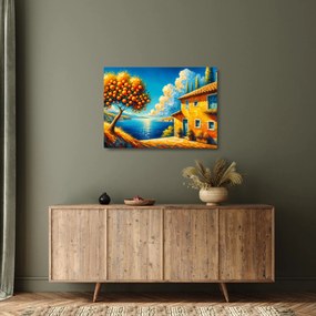 Tablou pe sticlă - Casă cu portocale II. (70x50 cm)