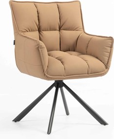 HR560 BAZĂ STEA Scaun Caramel Piele Ecologica Premium Soft cu Bază Neagră