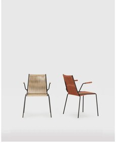 Scaune de dining bej cu cotiere/stivuibile 2 buc. din metal Emily – Marckeric