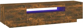 vidaXL Comodă TV cu lumini LED, stejar fumuriu, 160x35x40 cm