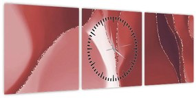 Tablou - Floare abstractă roșie N⁰3 (cu ceas) (90x30 cm)