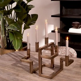 Suport pentru 5 lumanari, design LUX Skyline, alama vintage