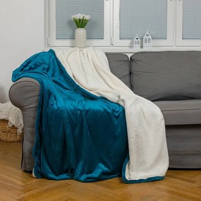 Pătură mătăsoasă OIŢĂ, turcoaz, 150 x 200 cm