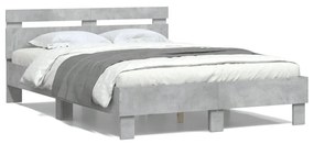 3207430 vidaXL Cadru de pat cu tăblie gri beton 120x200 cm lemn prelucrat