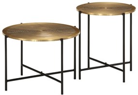 vidaXL Măsuțe de cafea, 2 buc., alamă și metal negru