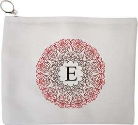 Portfard Cosmetice tip Plic, Cu litera E si Mandala, 23x18 cm, Alb, BEKZ®