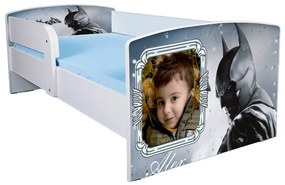 Patut baieti 2-6 ani la comanda model Batman si poza si nume copil cu saltea inclusa 130x60 cm, fara sertar ptv3293