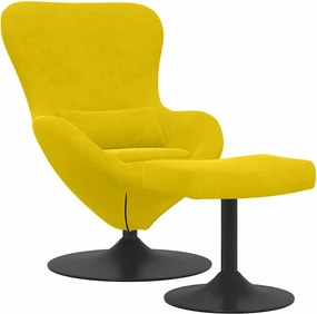 vidaXL Scaun Egg cu Taburet Galben Catifea