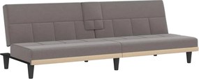 vidaXL Canapea extensibilă cu suporturi de pahare, gri taupe, textil
