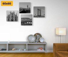 Set tablouri orașe în design alb-negru