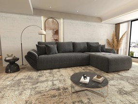 Colțar extensibil dumonde cu ladă de depozitare si sezut confortabil din spuma high-density, Berlin XL Ambience Grey II 350x185 cm