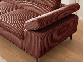 Colțar teracotă cu tapițerie din catifea reiată (cu colț pe partea stângă/în formă de ”L”) Marbeya – Ropez