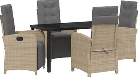 vidaXL Set de masă pentru grădină cu pernă 5 pcs Bej poliratan