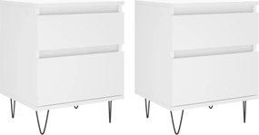 vidaXL Noptiere, 2 buc., alb, 40x35x50 cm, lemn compozit