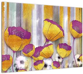 Tablou pe sticlă - Ilustrațir cu flori (70x50 cm)