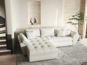 Colțar extensibil dumonde cu ladă de depozitare si sezut confortabil din spuma high-density, Loana Euphoria Ivory 270x185 cm