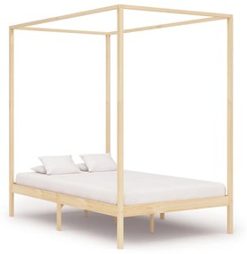 3060351 vidaXL Cadru pat cu baldachin, 4 sertare, 140x200 cm, lemn masiv pin