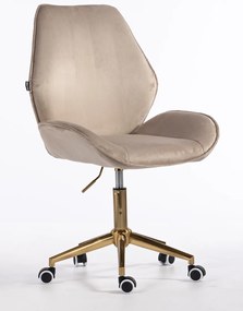 HR350K Scaun Latte din Catifea Bază Aurie