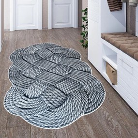 Covor camera antiderapant, 120x180 cm, gri, efect impletit