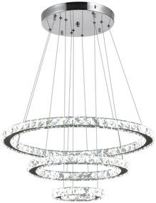 HOMCOM Candelabru de Cristal cu Suspendare cu 3 Inele Reglabile, Lustra cu Lumini tip LED, Plafoniera De Cristal Ф60x110cm | AOSOM RO