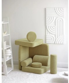 Canapea pentru copii verde cu tapițerie din țesătură bouclé 132 cm Settee – Wigiwama