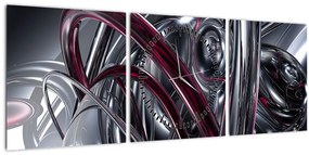 Tabloul cu abstracție gri (cu ceas) (90x30 cm)