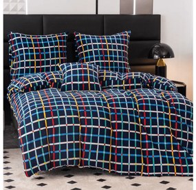 Lenjerie de pat microfleece GRID albastru inchis Dimensiunile lenjeriei: 2 buc 70 x 90 cm | 200 x 220 cm