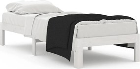 vidaXL Cadru de pat mic single, alb, 75x190 cm, lemn masiv