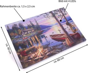 Pictură pe perete Sunset Canada, 4 LED-uri, 40 x 60 cm