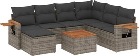 vidaXL Set canapele de grădină cu perne, 8 piese, gri, poliratan