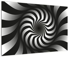 Tablou abstract cu spirala alb neagră (90x60 cm)
