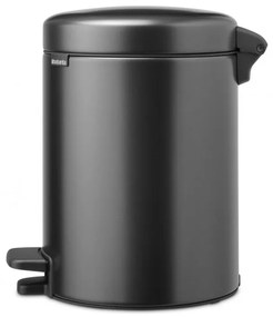 Cos cu pedala Brabantia NewIcon 1008838, 5 L, Inchidere lina, Baza antiderapanta, Gri inchis