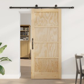 Ușa glisantă vidaXL cu set de accesorii 86x198.5 cm din lemn masiv de pin