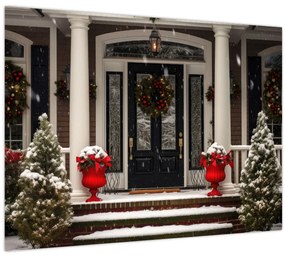 Tablou - Casa decorată de Crăciun (70x50 cm)