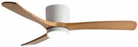 Plafoniera LED cu ventilator, Optonica, 18W, lumina calda/neutra/rece, alb/lemn, telecomanda