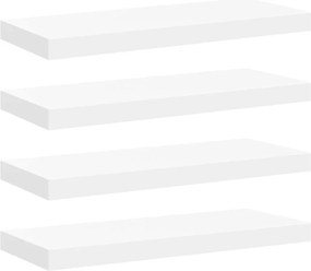 vidaXL Rafturi de perete suspendate, 4 buc., alb, 60x23,5x3,8 cm, MDF